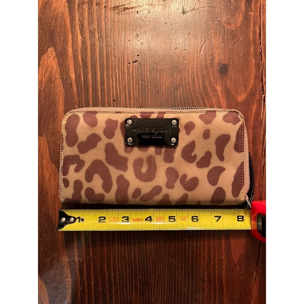 Kate Spade Cheetah Continental Wallet With Zipper And Three Internal Sections